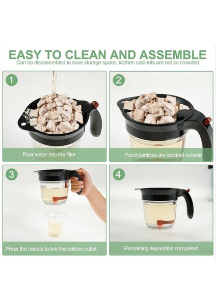 Alttan Serbest Bırakılan Yağ Süzgeçli Yağ Ayırıcı Sos Ayırıcı 4 BARDAK/1000ML Sos Sosları ve Diğer Sıvılar Için Siyah (Yurt Dışından) fiyatları