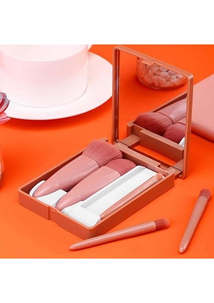 Kolay Alınan Seyahat Makyaj Fırça Seti, 5 Adet Mini Komple Fonksiyonlu Kozmetik Fırça Seti (Aynalı 5 Adet) fiyatları