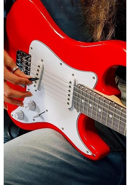 CEG-36RD 8-12 Yaş Çocuklar Için Amfili Full 3/4 36 Inç Elektro Gitar Seti Kırmızı fırsatları