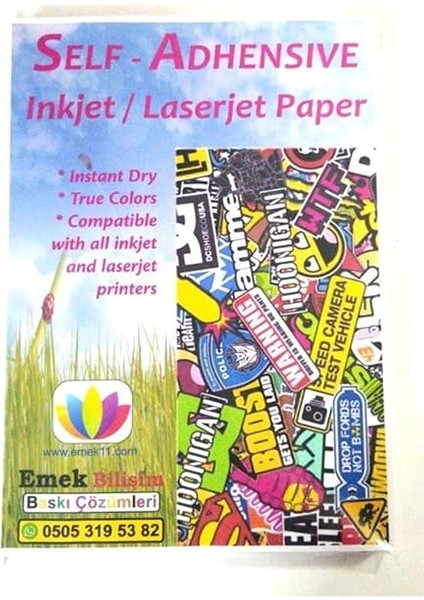Adet A4 Yapışkanlı (Sticker) Kağıt Etiket Inkjet ve Laser Mat Yüzey indirimleri
