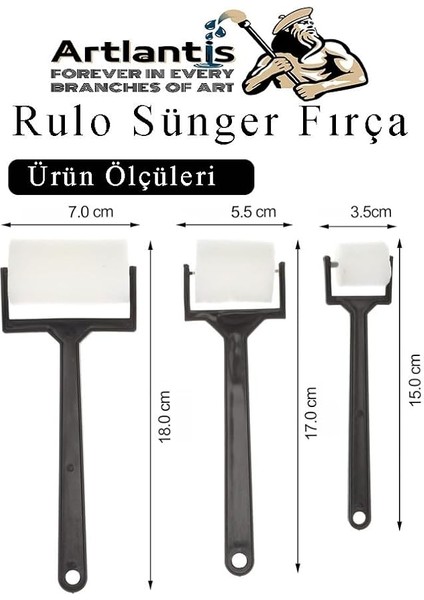 Rulo Fırça 6 Lı 1 Paket Siyah Plastik Saplı Boyama Süngeri Sanatsal Sünger Boya Fırçası Parmak Guaj Akrilik Boya modelleri