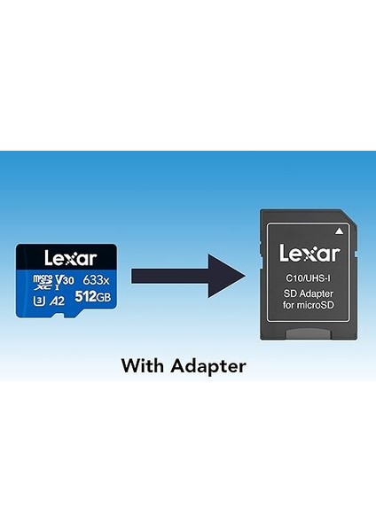 633X 512 GB Micro Sd Kart, Microsdxc Uhs-I Kart + Sd Adaptör, 100MB/S Okumaya Kadar Microsd Hafıza Kartı, A2, Sınıf 10, U3, V30 (LMS0633512G-BNAAA) fiyatları