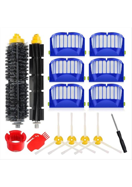Irobot Roomba 600 Serisi Için 694 692 690 680 660 650 614 ve 500 Serisi 595 585 564 Filtre Ana Yan Fırça Çiftleri Kıl (Yurt Dışından)