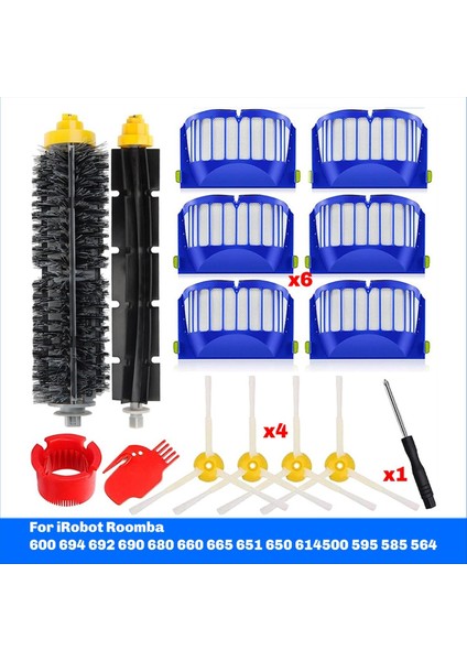 Irobot Roomba 600 Serisi Için 694 692 690 680 660 650 614 ve 500 Serisi 595 585 564 Filtre Ana Yan Fırça Çiftleri Kıl (Yurt Dışından) fiyatları