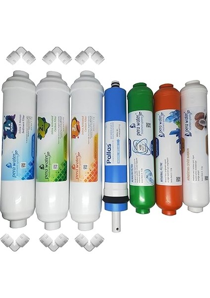 Water Treatment Systems Kapalı Kasa Su Arıtma Cihazlarına Uygun Pallas 80 Gpd 7 Li Alkali + Mineral Filtre Seti