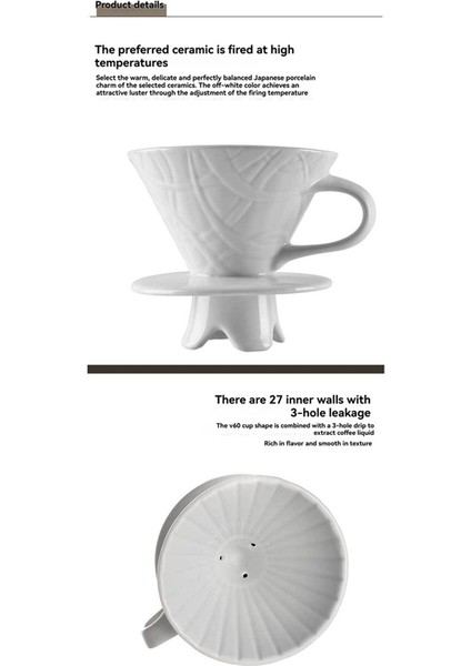 Seramik El Filtreli Fincan Üç Delikli Filtre Büyük Seramik Huni Filtreli Fincan Kahve Makinesi Aksesuarları (Yurt Dışından) indirimleri