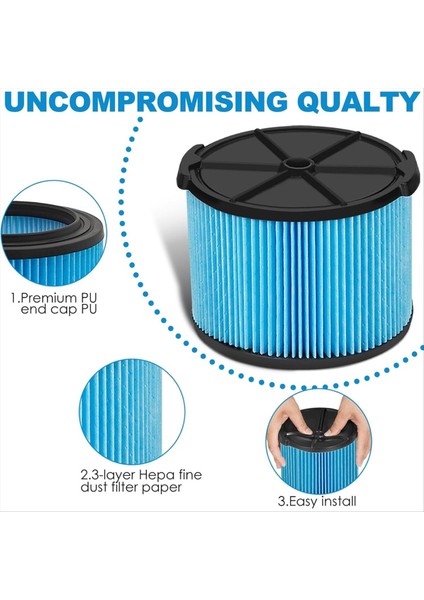 Ridgid 4 Galon Shop Vaccum 26643 Ince Toz Filtresi Için 4 Paket VF3500 Yedek Filtre WD40700 WD30500&#39 Ün Yerini Alır (Yurt Dışından) indirimleri