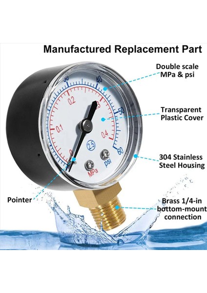 Hayward Kum ve D E Havuz Filtresi Için 2x Profesyonel Havuz Spa Filtresi Su Basınç Göstergesi ECX270861 (Yurt Dışından) modelleri