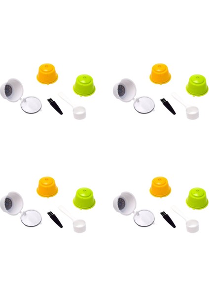 12 Adet Kahve Kapsülleri Doldurulabilir Kahve Kapsülleri Bakla Yeniden Kullanılabilir Evrensel Kahve Filtresi Kaşık Fırça ile A (Yurt Dışından)