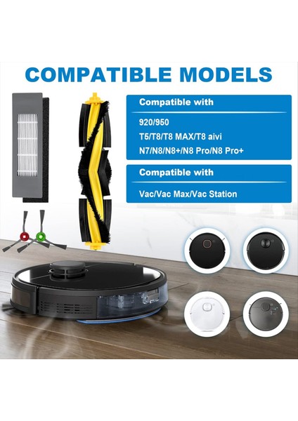 Değiştirmeler Ecovacs Deebot Ozmo 920/950/T5/T8 T8MAX T8 Power T8AIVI T8+Ana Fırça Yan Fırçalar Hepa Filtreleri (Yurt Dışından) indirimleri
