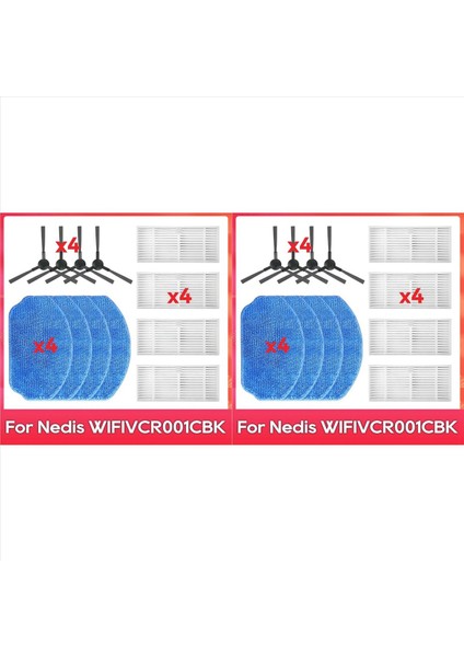 8x Nedis WIFIVCR001CBK Yan Fırça Filtresi Paspas Robotlu Süpürge Aksesuarı Yedek Parça (Yurt Dışından)