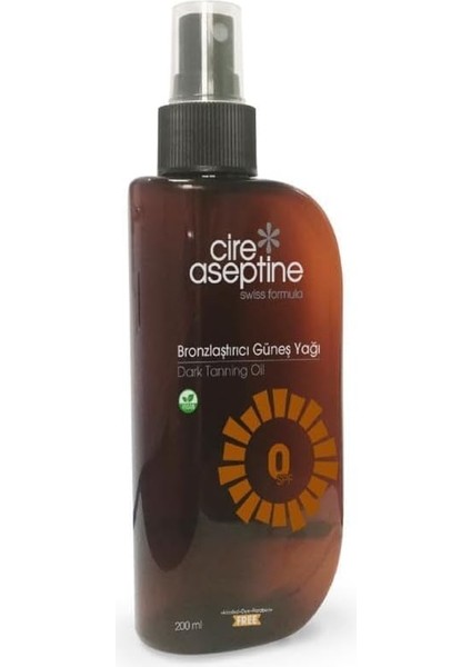 Aseptine Bronzlaştırıcı Güneş Yağı 0 Spf 200 ml