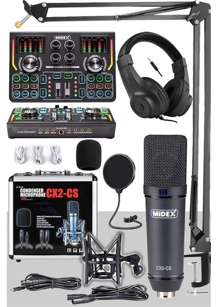Stüdyo Ekipmanları Private Paket-3 Cx2 Mikrofon VS15 Ses Kartı Stüdyo Kayıt Seti