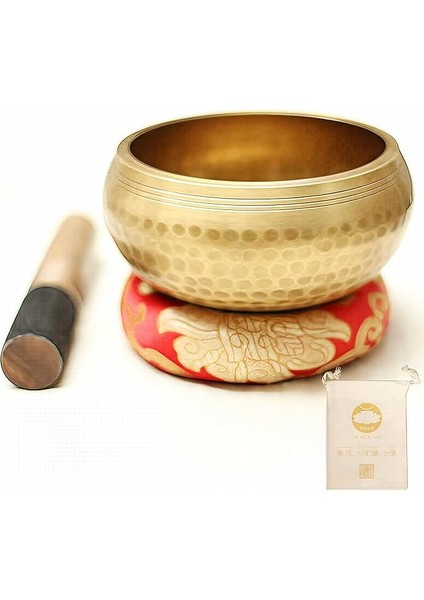 Bless Tibet Şarkı Kase Seti - Yeni Başlayanlar Için Oynaması Kolay - Otantik El Yapımı Farkındalık Meditasyonu Bütünsel Ses (Altın-8 Cm/3 Inç)