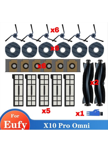 Eufy X10 Pro Omni Robot Vakum Aksesuarları Ana Yan Fırçalar Paspas Bezleri Hepa Filtreler Toz Torbaları Yedek Parçalar (Yurt Dışından) fırsatları