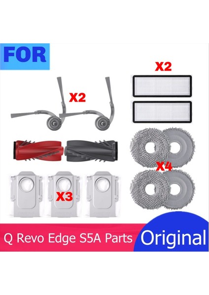 Roborock Q Revo Edge S5A Aksesuar Filtresi Duodivide Ana Yan Fırça Paspas Toz Torbası Robotlu Süpürge Parçaları (Yurt Dışından) modelleri