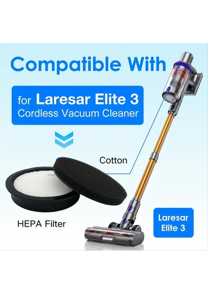 Laresar Elite 3 Hepa Filtre Akülü Elektrikli Süpürge Filtresi Yedek Parçaları Verimli Partikül Hava Filtresi (Yurt Dışından) fırsatları