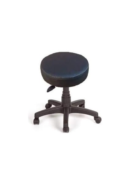 Silinebilir Deri Döşeme Konforlu Ofis Büro Bilgiyayar Taburesi Tekerlekli Tabure Eczane Hastahane (Siyah)