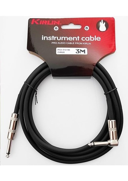 IPCV-242B-3M-BK Enstrüman Gitar Kablosu 3 Metre L Açılı Kablo