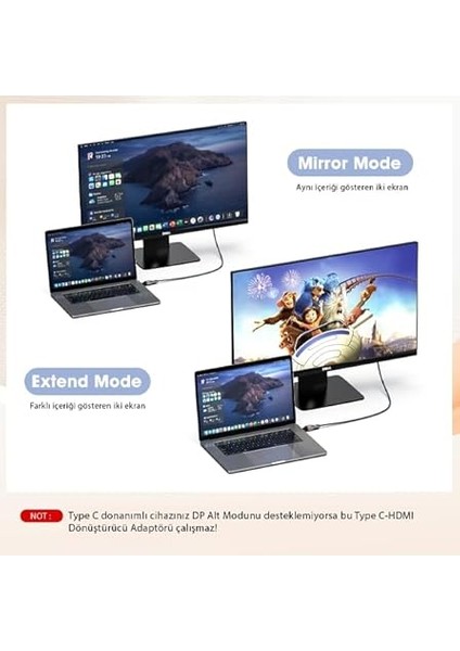 4k@60hz Type-C To HDMI Çevirici Dönüştürücü Adaptör Görüntü Aktarımı Mini Otg Tcdh0 modelleri