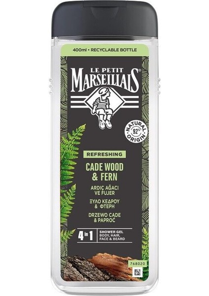 Petit Marseillais Duş Jeli Men Serisi Ardıç Ağacı ve Füjer (400 Ml)