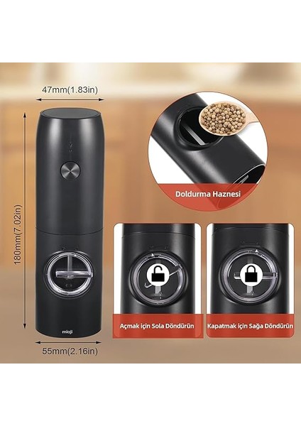 Mio Sg2 600MAH Şarj Üniteli Işıklı Tuz Karabiber Değirmeni modelleri