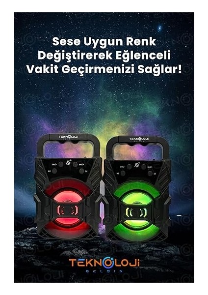 Hoparlör Taşınabilir Ses Bombası LED Işıklı Extra Bass Ses Radyolu Speaker Sd Kart-Usb modelleri