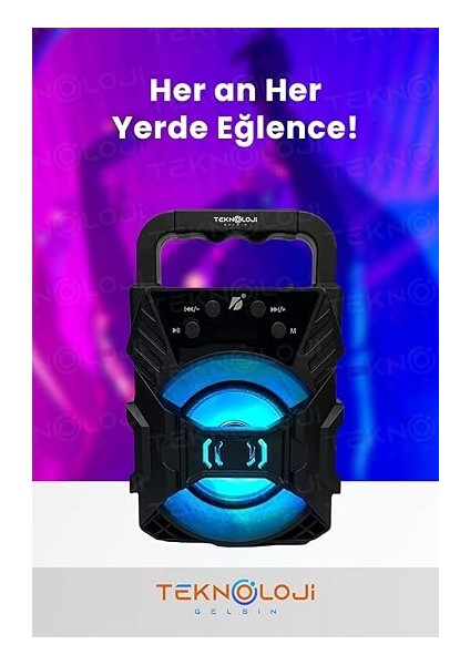 Hoparlör Taşınabilir Ses Bombası LED Işıklı Extra Bass Ses Radyolu Speaker Sd Kart-Usb fırsatları