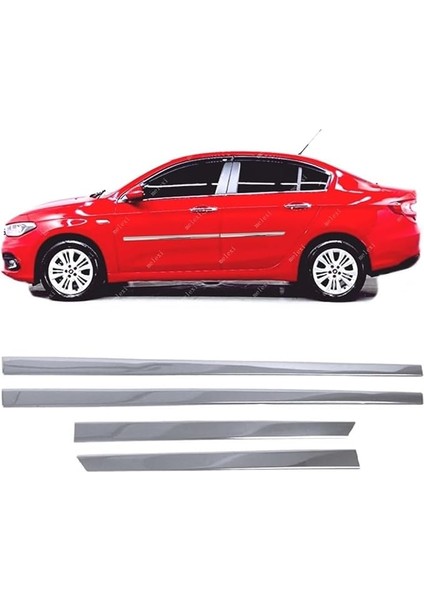 Fiat Egea Sedan 2015 ve Üzeri Için Krom Yan Kapı Koruma Çıtası 4 Kapı 4 Parça