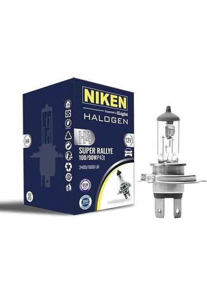 12V H4 100W/90W Halojen Ampul P43T
