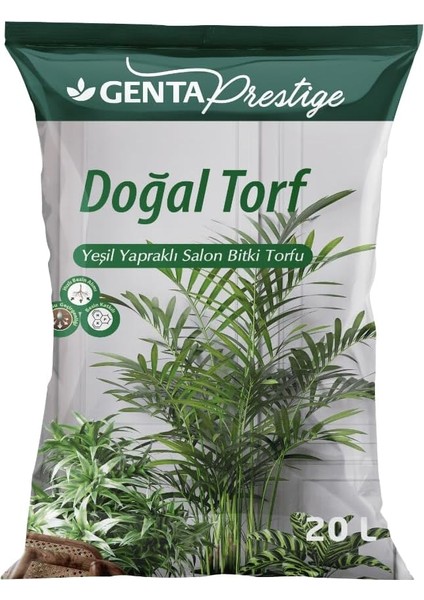 Prestige Yeşil Yapraklı Bitkiler Için Gübre (N-P-K) Katkılı Doğal Toprak Torf 20 Lt