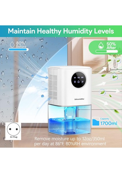 1700ML Hava Nem Alma Cihazı Sessiz Nem Alma Cihazları Ev 7 Renkli LED Zamanlayıcı ve Yatak Odası / Banyo Için Otomatik Kapanma Ab Tak (Yurt Dışından) fiyatları