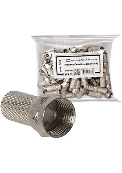 SL-F186 S-Link SL-F186 18MMX8 Rg6 50 Li Paket Erkek Connector, Beyaz