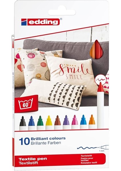 4600 Tekstil Kalemi - 10 Renk Seti (Temel) - Yuvarlak Uç 1 mm fiyatları