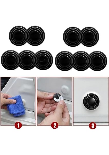 Araba Kapı Ses ve Darbe Emici Pad, 10 Adet, Siyah, Darbelere Karşı Koruyucu, Kolay Montaj, Pratik ve Dayanıklı Tasarım indirimleri