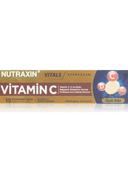 Vitamin C-D-Zinc 15 Efervesan Tablet Takviye Edici Gıda