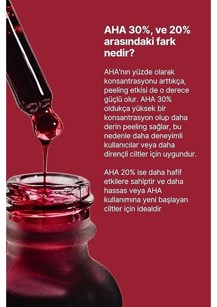 Aha 30% + Bha 2% Canlandırıcı & Cilt Tonu Eşitleyici Kırmızı Peeling Cilt Serum 4 indirimleri