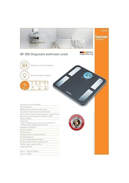 Bf 195 Cam Diyagnoz Terazisi - Vücut Yağı, Kas Oranı ve Kalori Ihtiyacı Ölçümü Için Terazi modelleri