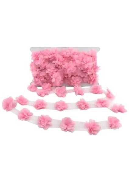 Marifetlerim - Pembe Lazer Kesim Çiçek Tül 1 Metre