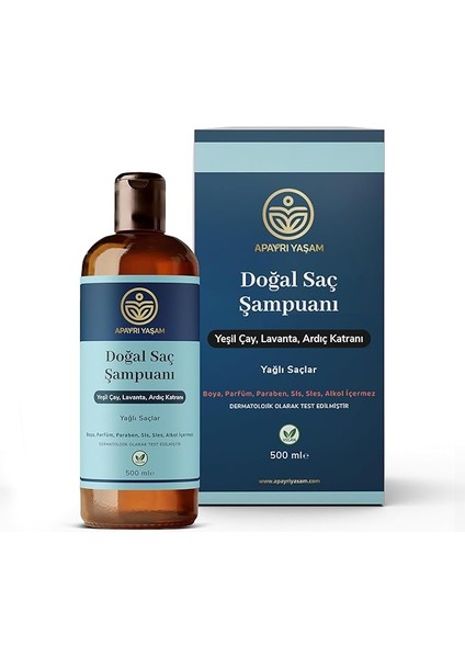 Yaşam Yeşil Çay Lavanta Ardıç Katranı Özlü Yağlı Saçlar Için Besleyici ve Onarıcı Şampuan 500 ml