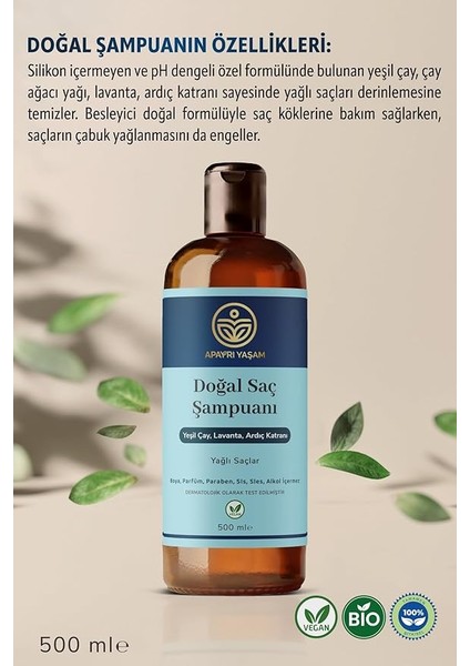 Yaşam Yeşil Çay Lavanta Ardıç Katranı Özlü Yağlı Saçlar Için Besleyici ve Onarıcı Şampuan 500 ml modelleri