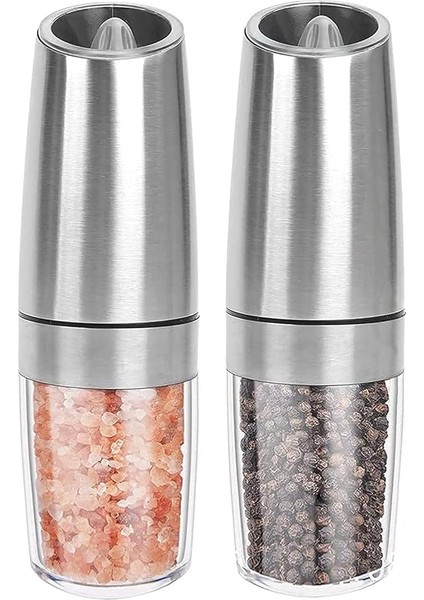 Elektrikli Karabiber Öğütücü, Yeri Elektrikli Tuz ve Karabiber Değirmeni Öğütücü, Paslanmaz Çelik Otomatik Karabiber Değirmeni, Ayarlanabilir Lık ile Pille Çalışan, Mavi LED Işık, Tek Elle