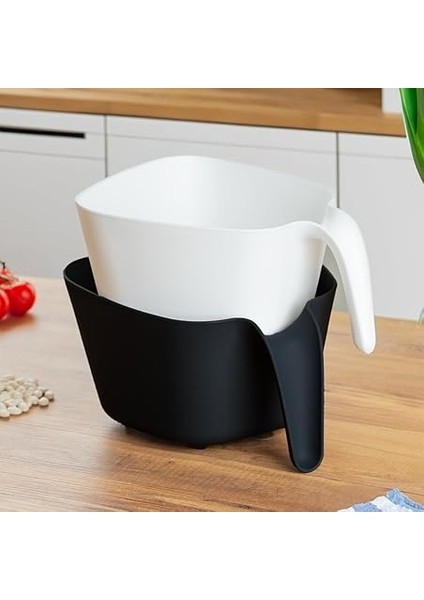 G-577 2 Parça Plastik Süzgeç Çok Amaçlı Makarna Meyve Sebze Pirinç Yıkama Süzgeci Siyah Beyaz fiyatları