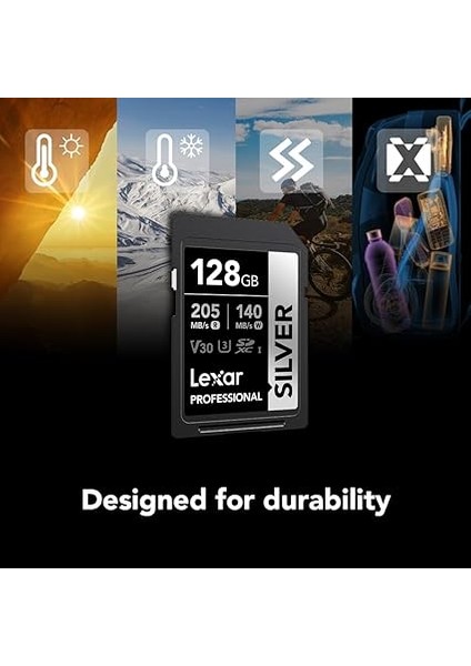 128 GB Profesyonel Gümüş Sdxc Hafıza Kartı, Uhs-I, C10, U3, V30, 4K Video, 205/140 Mb/s'ye Kadar Okuma/yazma, Profesyonel Fotoğrafçı, Video Görüşçü, Meraklısı (LSDSILV128G-BNNNU) indirimleri