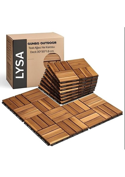 Hanım 1919 Gunbo Home Teak Masif Yer Karosu Su Geçirmez Laminant Parke Geçmeli Parke Teras Balkon Banyo Yer Döşemesi