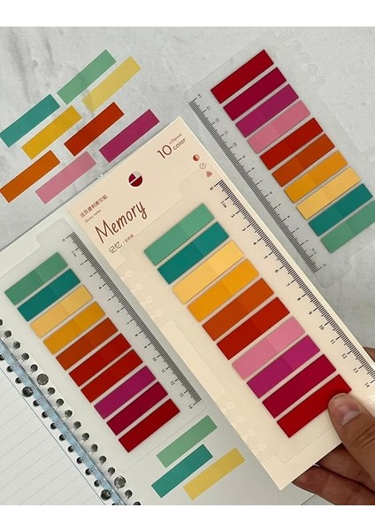 Gemi Dükkan 10 Renkli Cetvelli Memory Şeffaf Pet Indeks/ındex Sticker/sticky Note/post-It