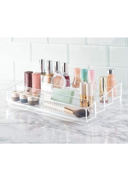 Tiered Cosmetics & Oje Düzenleyici, The Clarity Collection, 33 x 16,5 Cm, 8,8 Cm, Şeffaf fırsatları