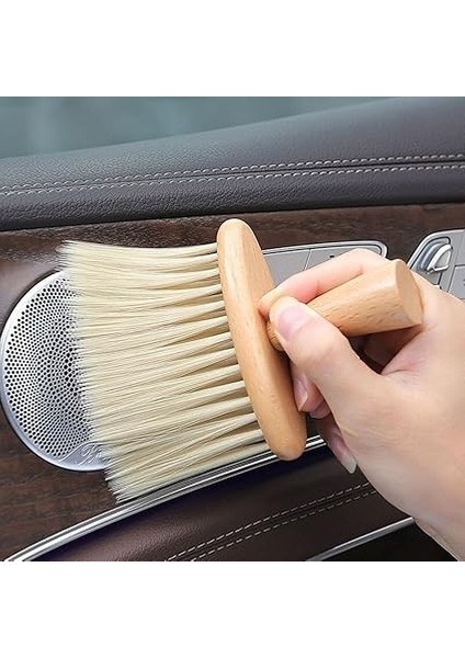 Araba Için Ahşap Saplı Yumuşak Kıl Fırça Detaylı Toz Alma Temizleme Fırçası modelleri