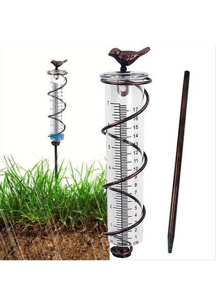 7l Kapasite Cam Spiral Yağmur Göstergesi Dökme Demir Kuş Asma Yağmur Göstergesi Metal Çerçeveli Bahçe Yağmur Suyu Ölçer (Yurt Dışından) fırsatları