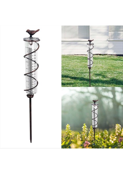 7l Kapasite Cam Spiral Yağmur Göstergesi Dökme Demir Kuş Asma Yağmur Göstergesi Metal Çerçeveli Bahçe Yağmur Suyu Ölçer (Yurt Dışından) indirimleri
